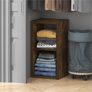 Furinno CUBIC 2-Cube Closet Organizer Open Shelf Extra Thick Frame Amber Pine