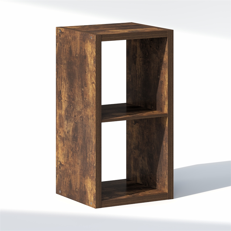 Furinno CUBIC 2-Cube Closet Organizer Open Shelf Extra Thick Frame Amber Pine