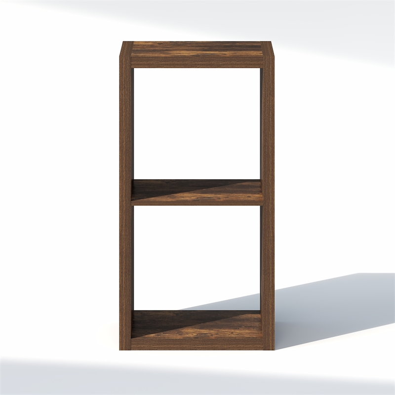 Furinno CUBIC 2-Cube Closet Organizer Open Shelf Extra Thick Frame Amber Pine