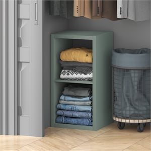 Furinno CUBIC 2-Cube Closet Organizer Open Shelf Extra Thick Frame Sage Green