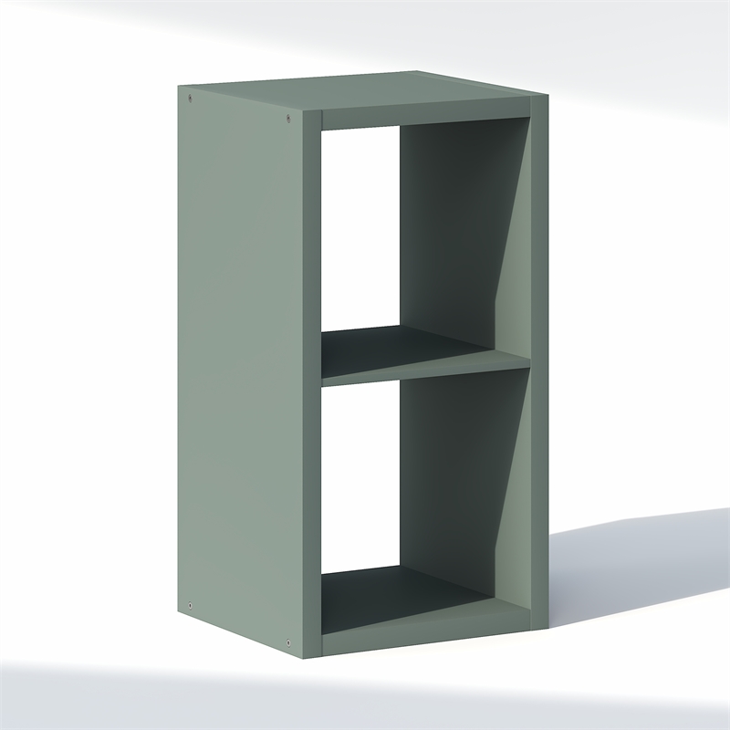 Furinno CUBIC 2-Cube Closet Organizer Open Shelf Extra Thick Frame Sage Green