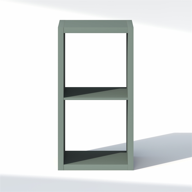 Furinno CUBIC 2-Cube Closet Organizer Open Shelf Extra Thick Frame Sage Green
