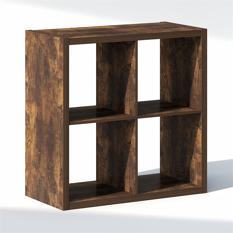 Furinno CUBIC 4-Cube Closet Organizer Open Shelf Extra Thick Frame Amber Pine