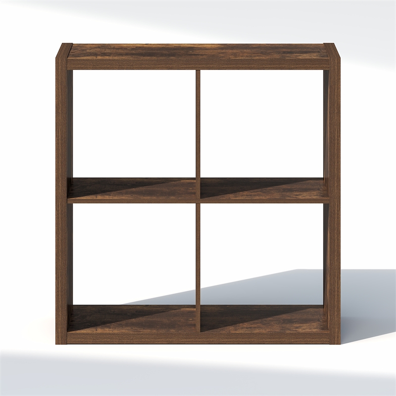 Furinno CUBIC 4-Cube Closet Organizer Open Shelf Extra Thick Frame Amber Pine