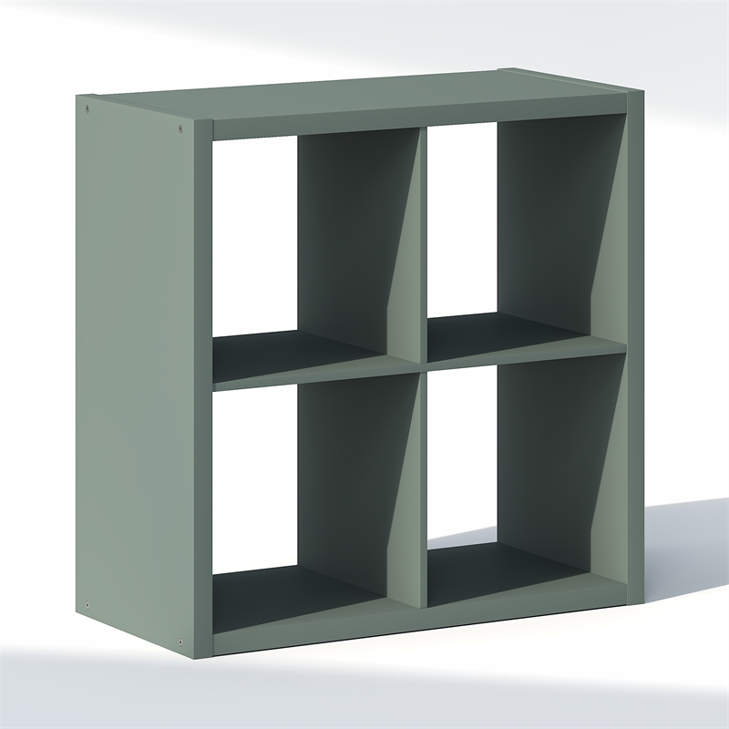 Furinno CUBIC 4-Cube Closet Organizer Open Shelf Extra Thick Frame Sage Green