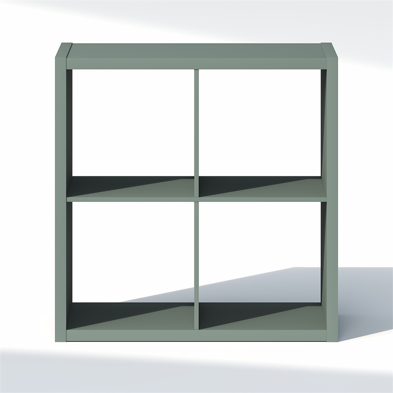 Furinno CUBIC 4-Cube Closet Organizer Open Shelf Extra Thick Frame Sage Green