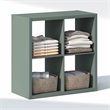 Furinno CUBIC 4-Cube Closet Organizer Open Shelf Extra Thick Frame Sage Green