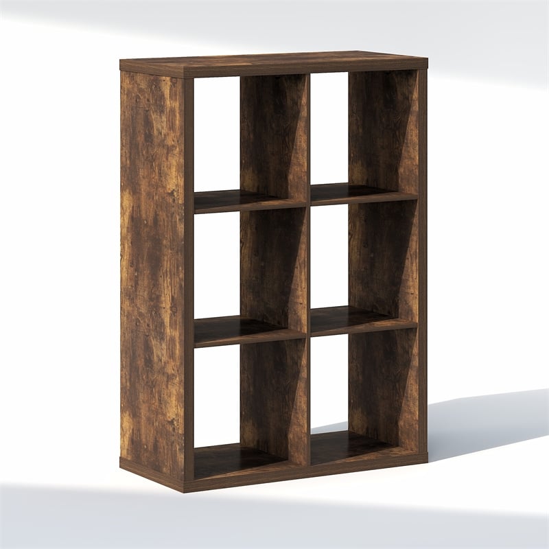 Furinno CUBIC 6-Cube Closet Organizer Open Shelf Extra Thick Frame Amber Pine