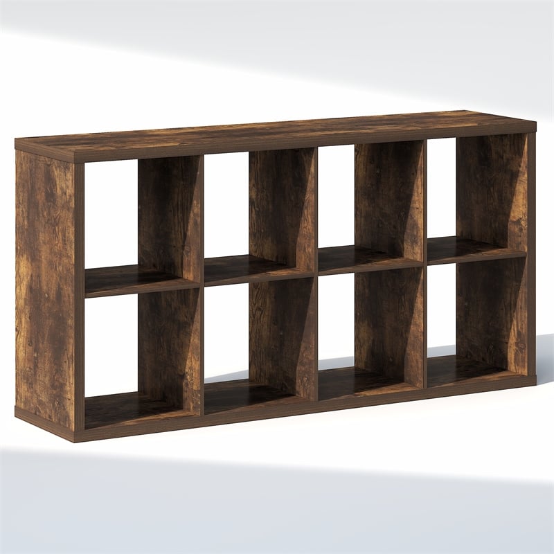 Furinno CUBIC 8-Cube Closet Organizer Open Shelf Extra Thick Frame Amber Pine