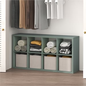 Furinno CUBIC 8-Cube Closet Organizer Open Shelf Extra Thick Frame Sage Green