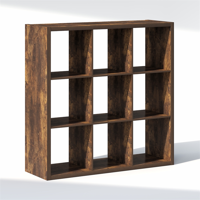 Furinno CUBIC 9-Cube Closet Organizer Open Shelf Extra Thick Frame Amber Pine