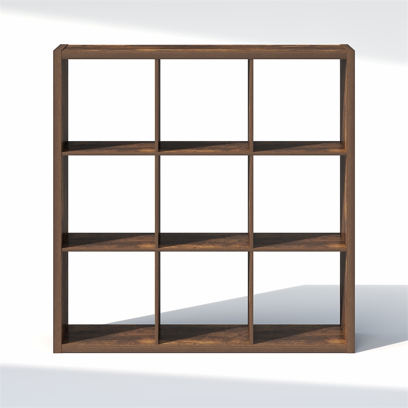 Furinno CUBIC 9-Cube Closet Organizer Open Shelf Extra Thick Frame Amber Pine