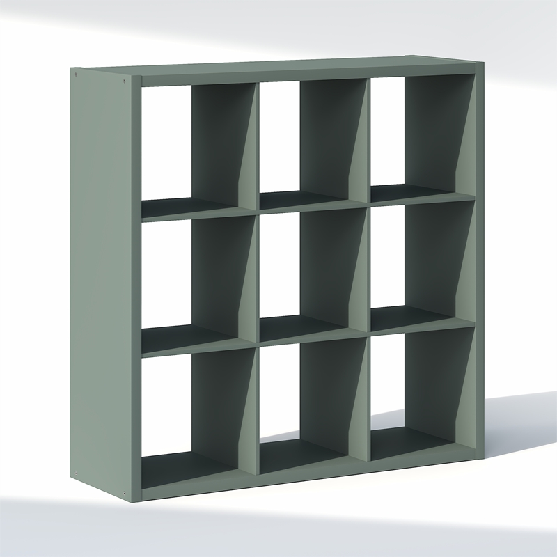 Furinno CUBIC 9-Cube Closet Organizer Open Shelf Extra Thick Frame Sage Green