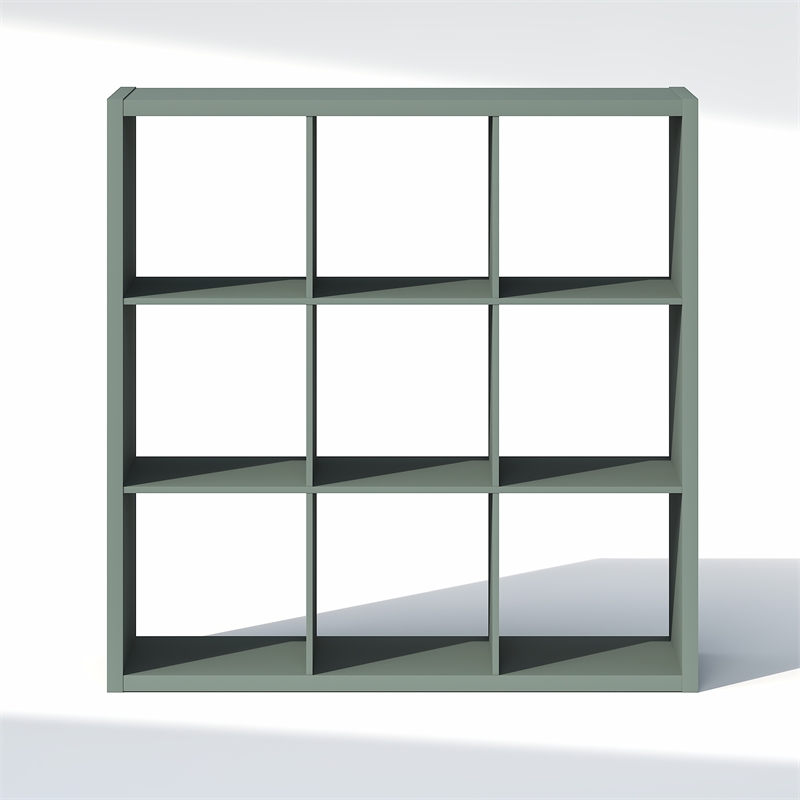 Furinno CUBIC 9-Cube Closet Organizer Open Shelf Extra Thick Frame Sage Green