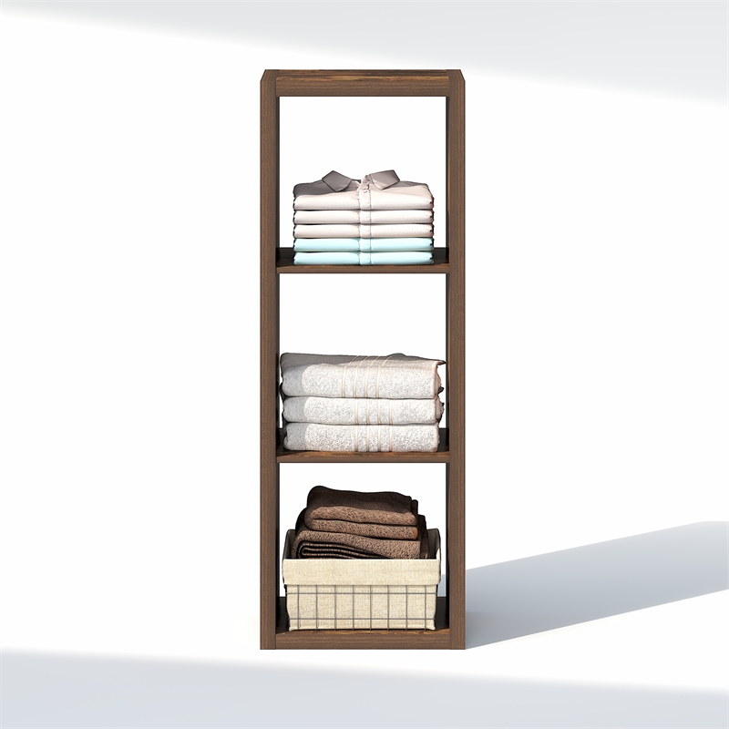 Furinno CUBIC 3-Cube Closet Organizer Open Shelf Extra Thick Frame Amber Pine
