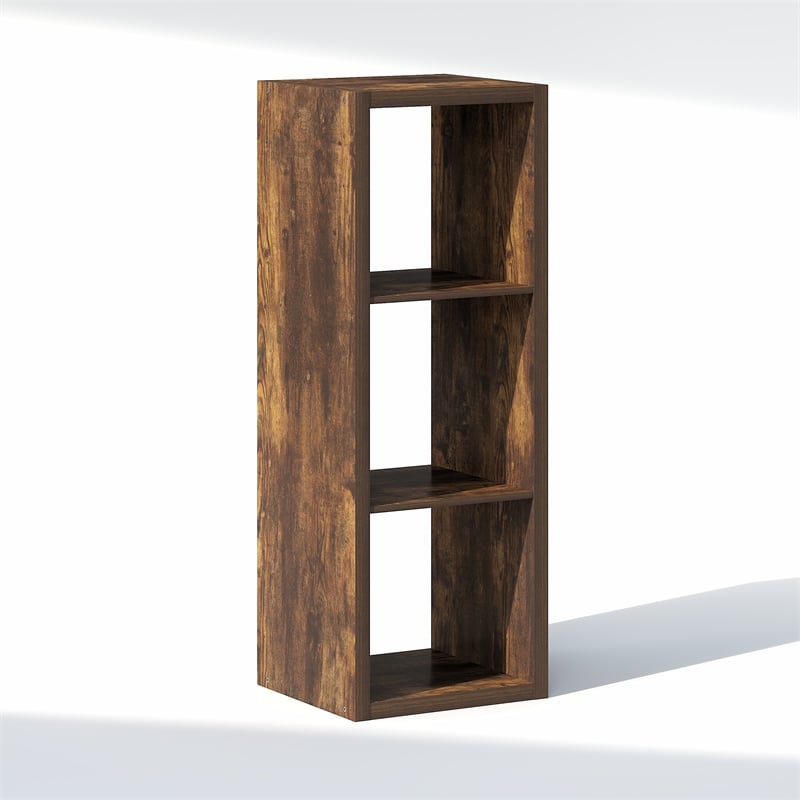 Furinno CUBIC 3-Cube Closet Organizer Open Shelf Extra Thick Frame Amber Pine