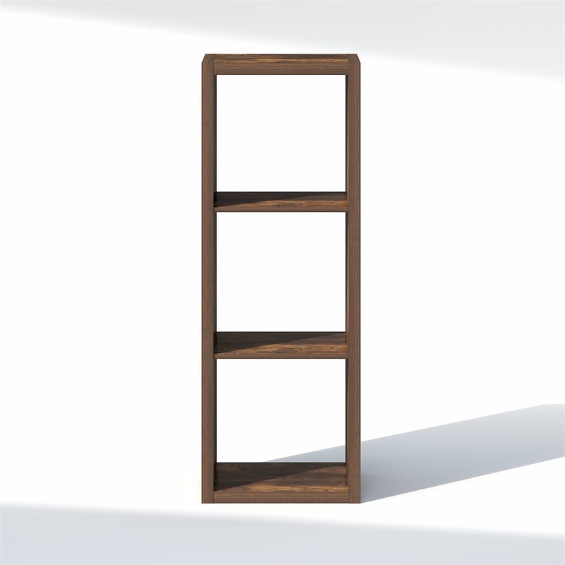 Furinno CUBIC 3-Cube Closet Organizer Open Shelf Extra Thick Frame Amber Pine