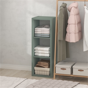 Furinno CUBIC 3-Cube Closet Organizer Open Shelf Extra Thick Frame Sage Green