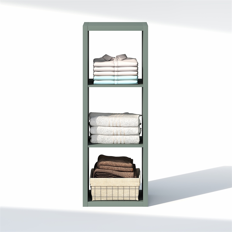 Furinno CUBIC 3-Cube Closet Organizer Open Shelf Extra Thick Frame Sage Green