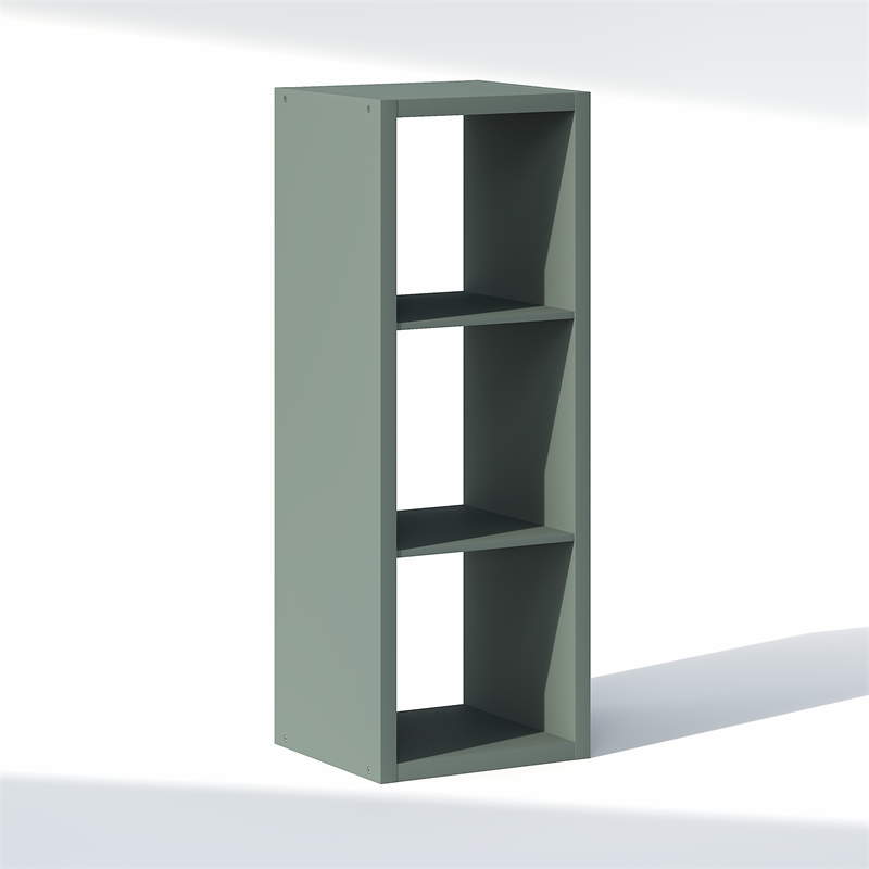 Furinno CUBIC 3-Cube Closet Organizer Open Shelf Extra Thick Frame Sage Green