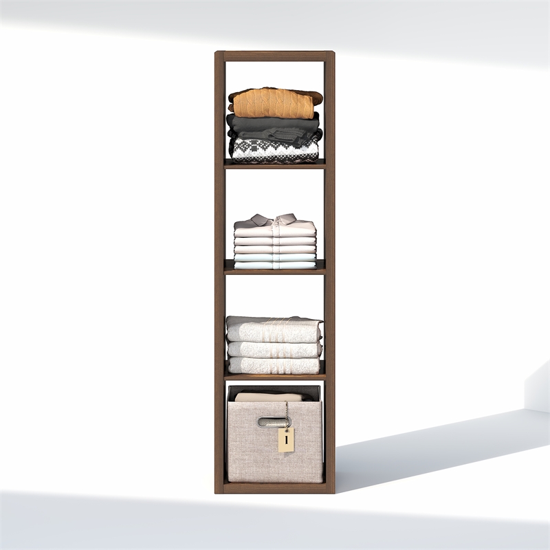 Furinno CUBIC 4-Cube Open Shelf Extra Thick Frame Amber Pine