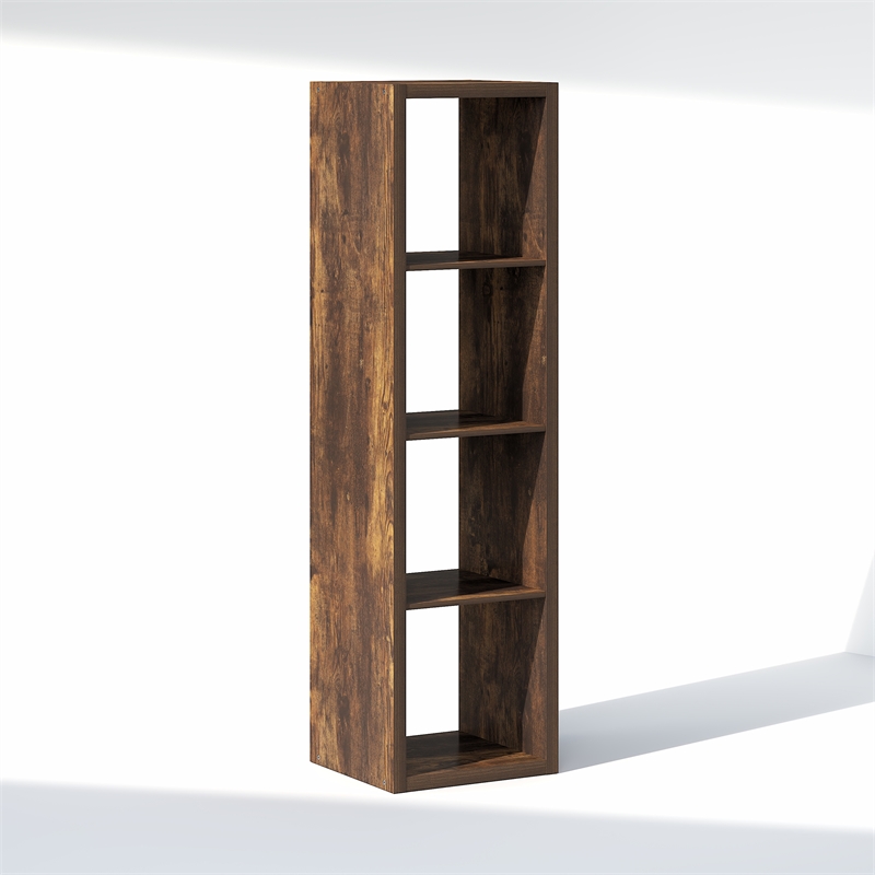 Furinno CUBIC 4-Cube Open Shelf Extra Thick Frame Amber Pine