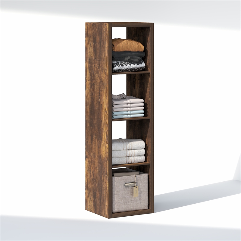 Furinno CUBIC 4-Cube Open Shelf Extra Thick Frame Amber Pine