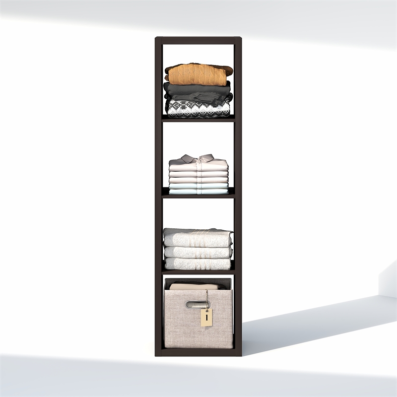 Furinno CUBIC 4-Cube Open Shelf Extra Thick Frame Black Dark Oak