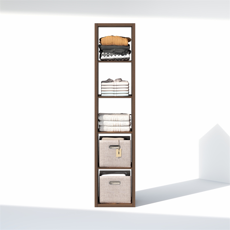 Furinno CUBIC 5-Cube Closet Organizer Open Shelf Extra Thick Frame Amber Pine