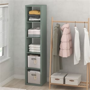 Furinno CUBIC 5-Cube Closet Organizer Open Shelf Extra Thick Frame Sage Green