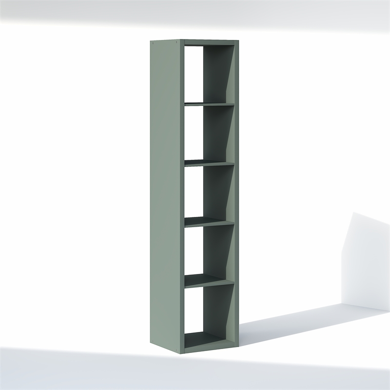 Furinno CUBIC 5-Cube Closet Organizer Open Shelf Extra Thick Frame Sage Green