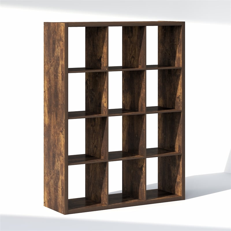 Furinno CUBIC 12-Cube Open Shelf Extra Thick Frame Amber Pine