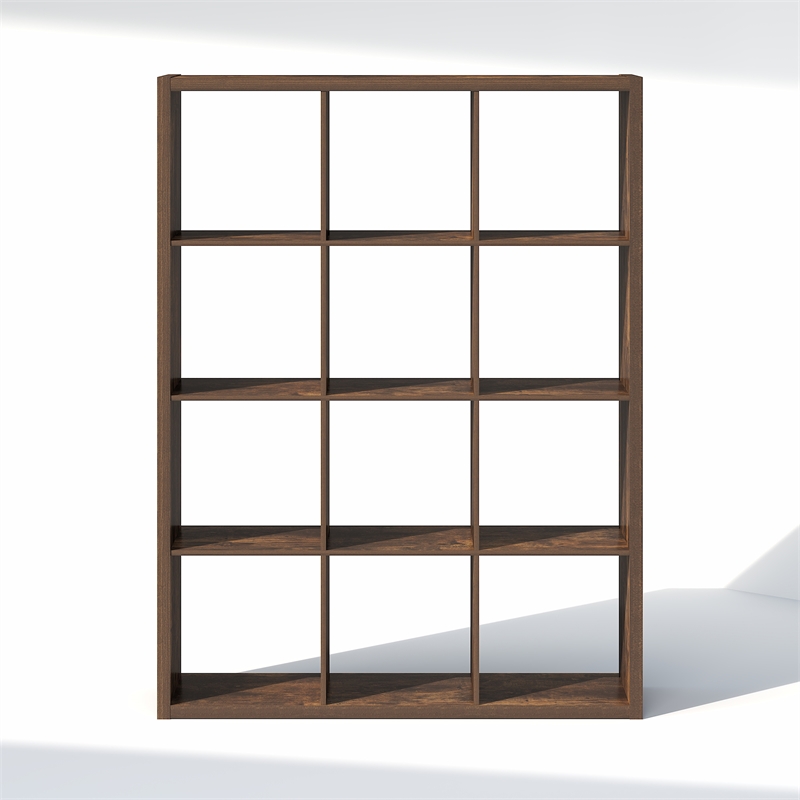 Furinno CUBIC 12-Cube Open Shelf Extra Thick Frame Amber Pine