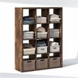 Furinno CUBIC 12-Cube Open Shelf Extra Thick Frame Amber Pine