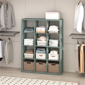 Furinno CUBIC 12-Cube Open Shelf Extra Thick Frame Sage Green