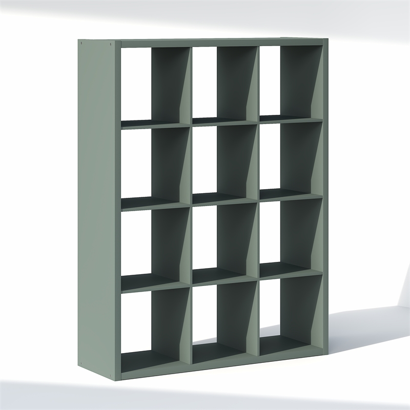 Furinno CUBIC 12-Cube Open Shelf Extra Thick Frame Sage Green