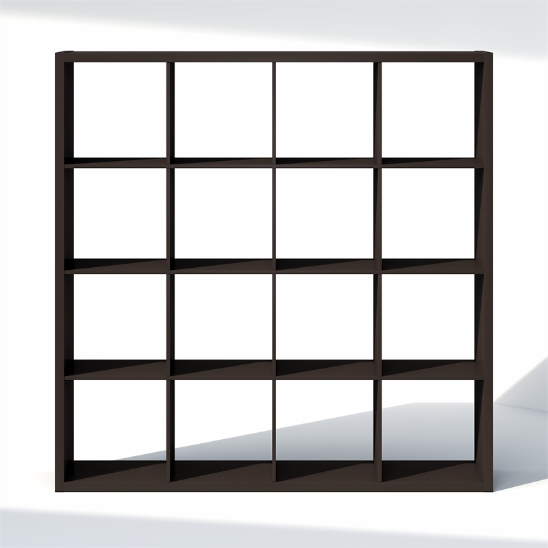 Furinno CUBIC 16-Cube Open Shelf Extra Thick Frame Black Dark Oak