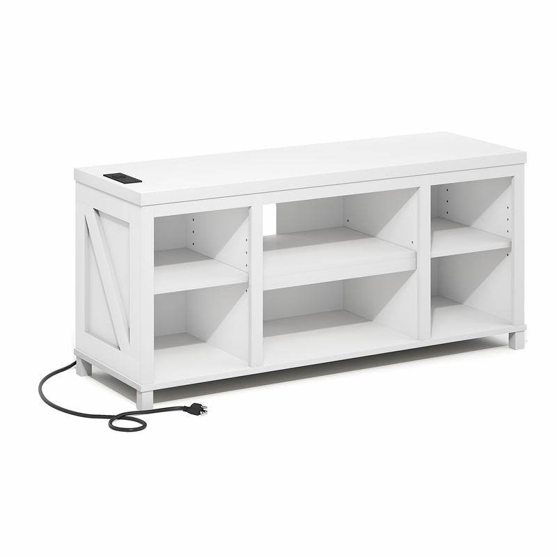 Furinno FARMHOUSE TV Stand w/ Charging 3-Tier Console for TVs up to 55