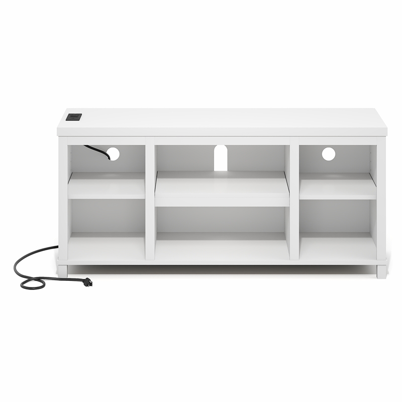 Furinno FARMHOUSE TV Stand w/ Charging 3-Tier Console for TVs up to 55