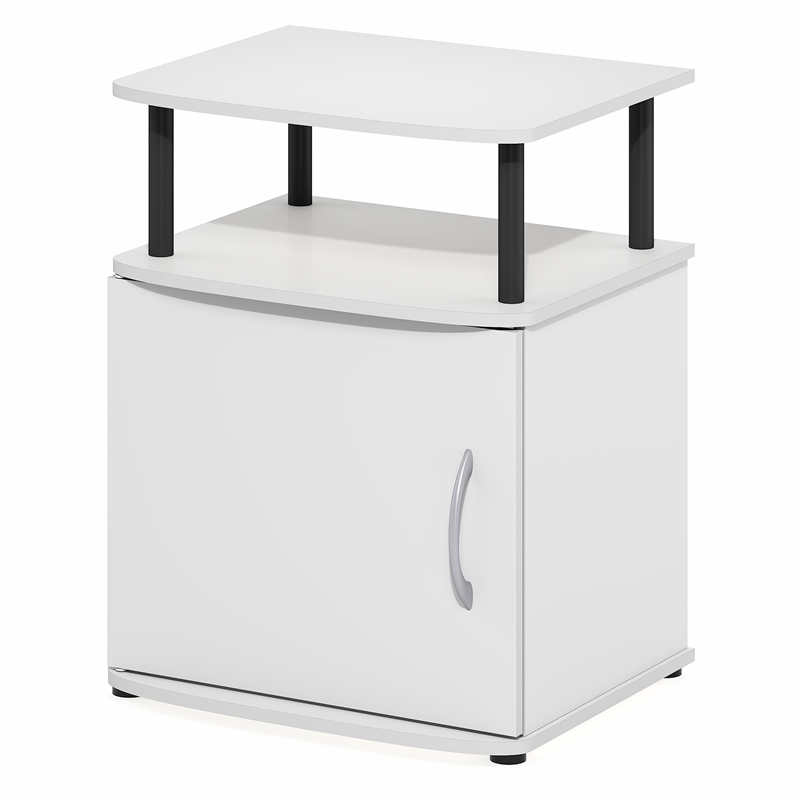 Furinno JAYA Side Table 2-Tier Shelf w/ Door Cabinet Night Stand White