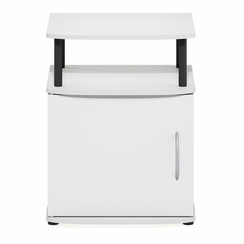 Furinno JAYA Side Table 2-Tier Shelf w/ Door Cabinet Night Stand White