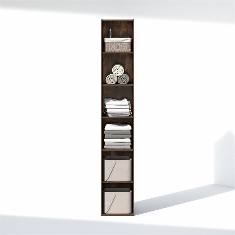 Furinno CUBICLE 6-Tier Closet Organizer Open Shelf Storage Amber Pine