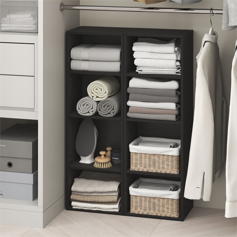 Furinno PASIR 8-Tier Closet Organizer AdJUSTable Open Shelf 12-Inch Blackwood