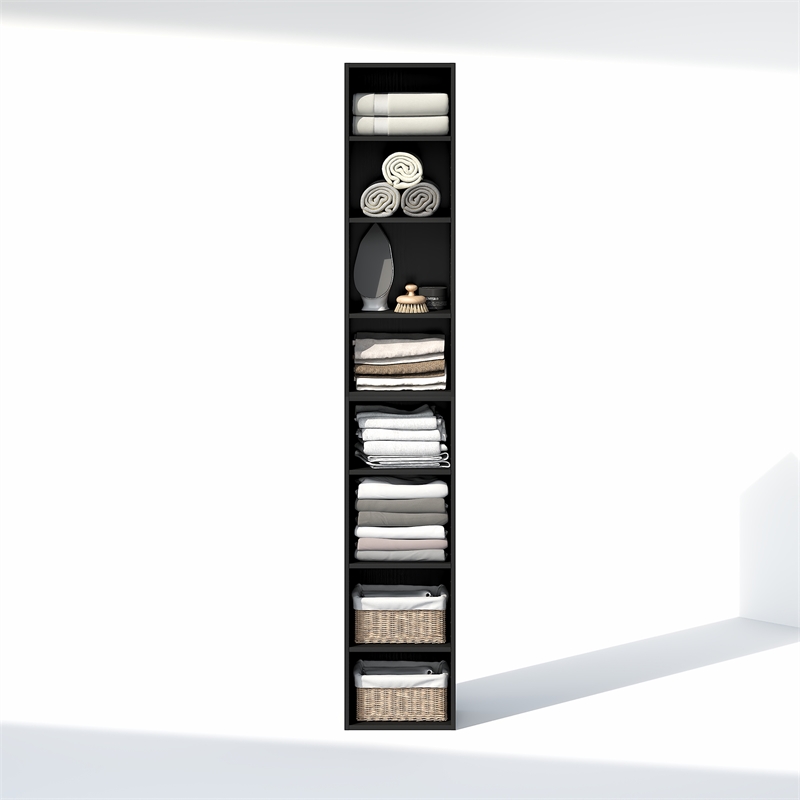 Furinno PASIR 8-Tier Closet Organizer AdJUSTable Open Shelf 12-Inch Blackwood