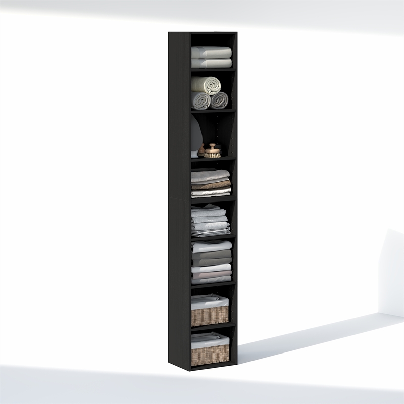 Furinno PASIR 8-Tier Closet Organizer AdJUSTable Open Shelf 12-Inch Blackwood
