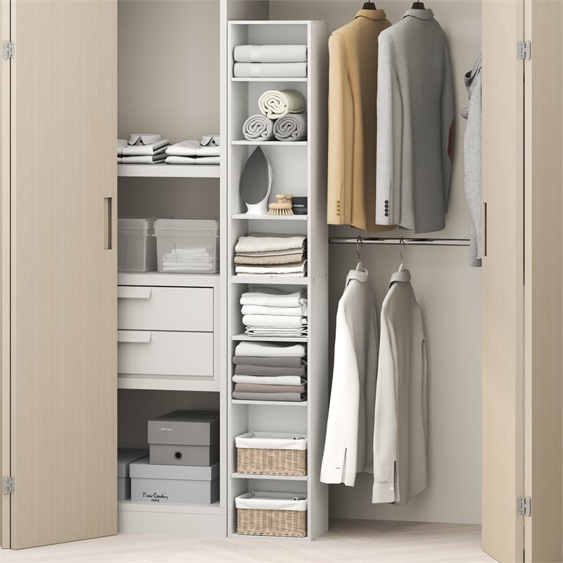 Furinno PASIR 8-Tier Closet Organizer AdJUSTable Open Shelf 12-Inch White