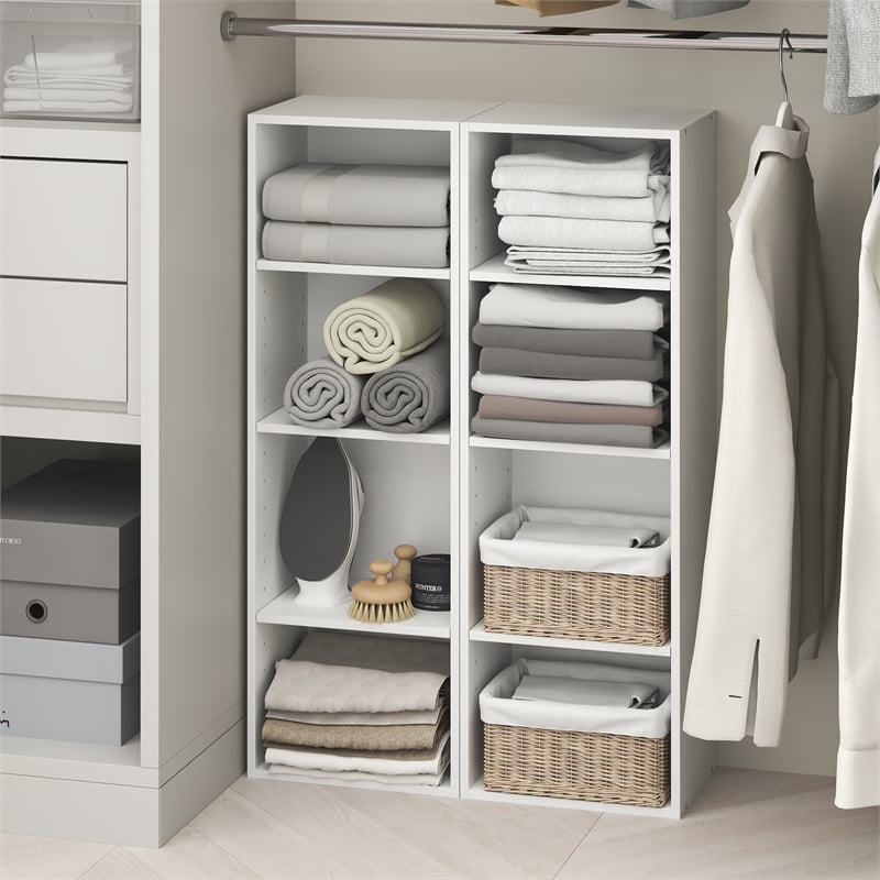 Furinno PASIR 8-Tier Closet Organizer AdJUSTable Open Shelf 12-Inch White