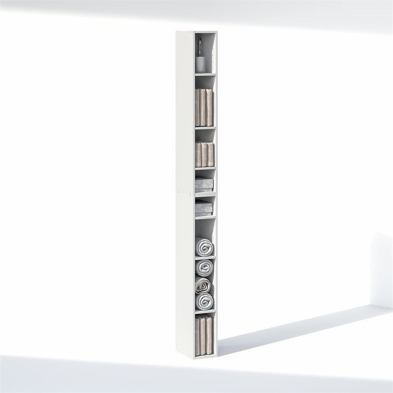 Furinno FULDA 8-Tier Closet Organizer AdJUSTable Open Shelf 6-Inch White