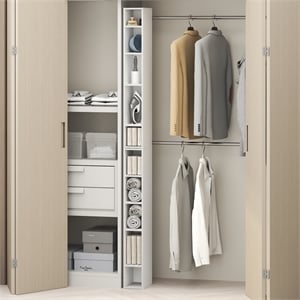 Furinno FULDA 10-Tier Closet Organizer AdJUSTable Open Shelf 6&quot Width White