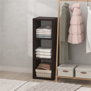 Furinno CUBIC 3-Cube Closet Open Organizer Extra Thick Frame Black Dark Oak
